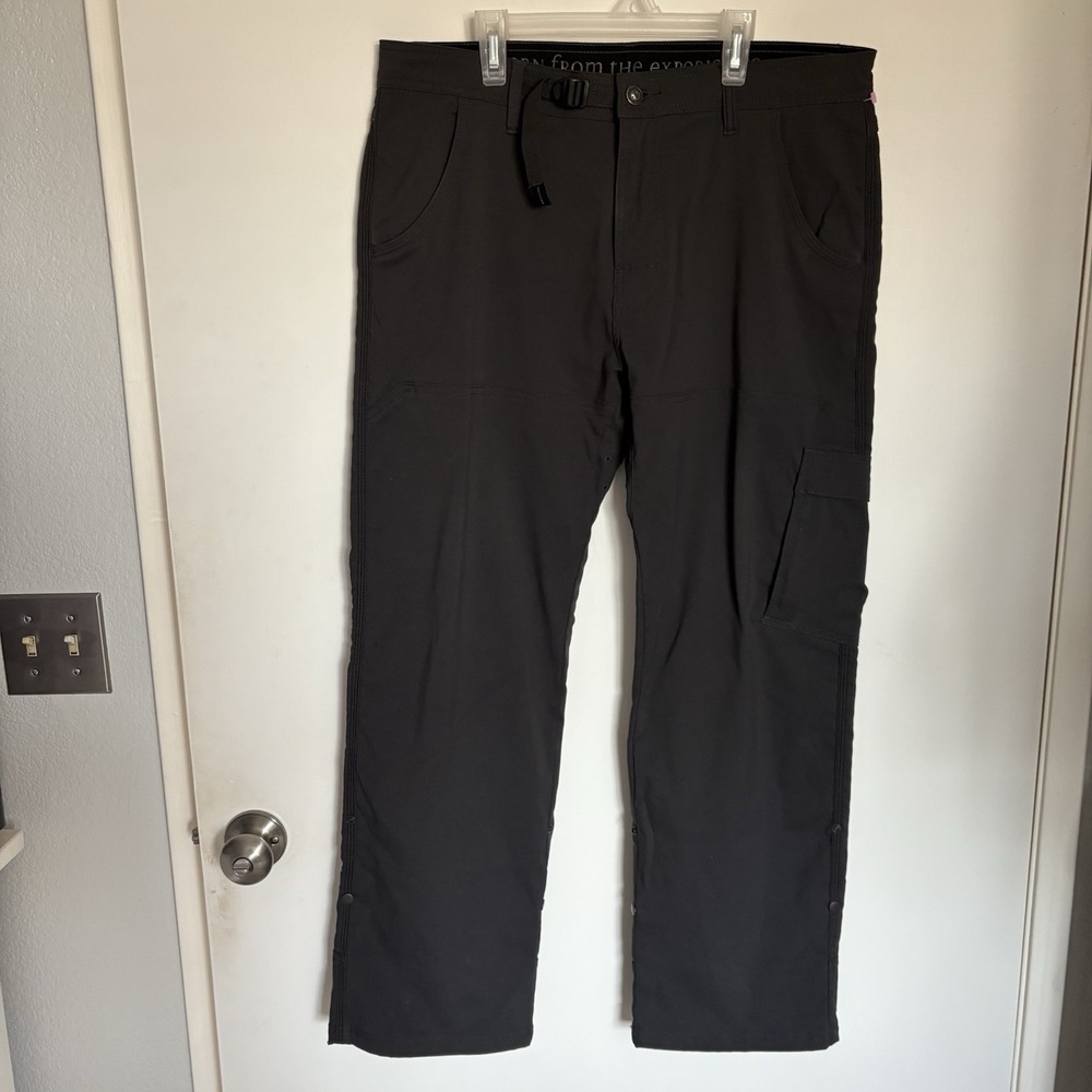 Prana Pants Mens Gray Stretch Zion Cargo Outdoors Hiking Stretch Men W34xL30